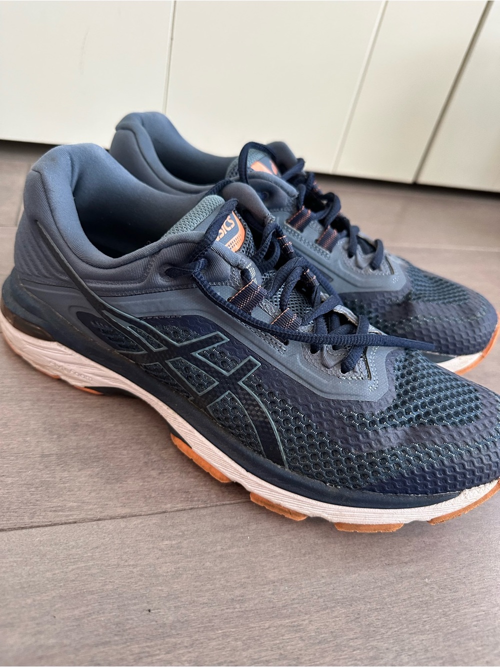 Asics Navy and Orange Women's Athletic Running Shoes